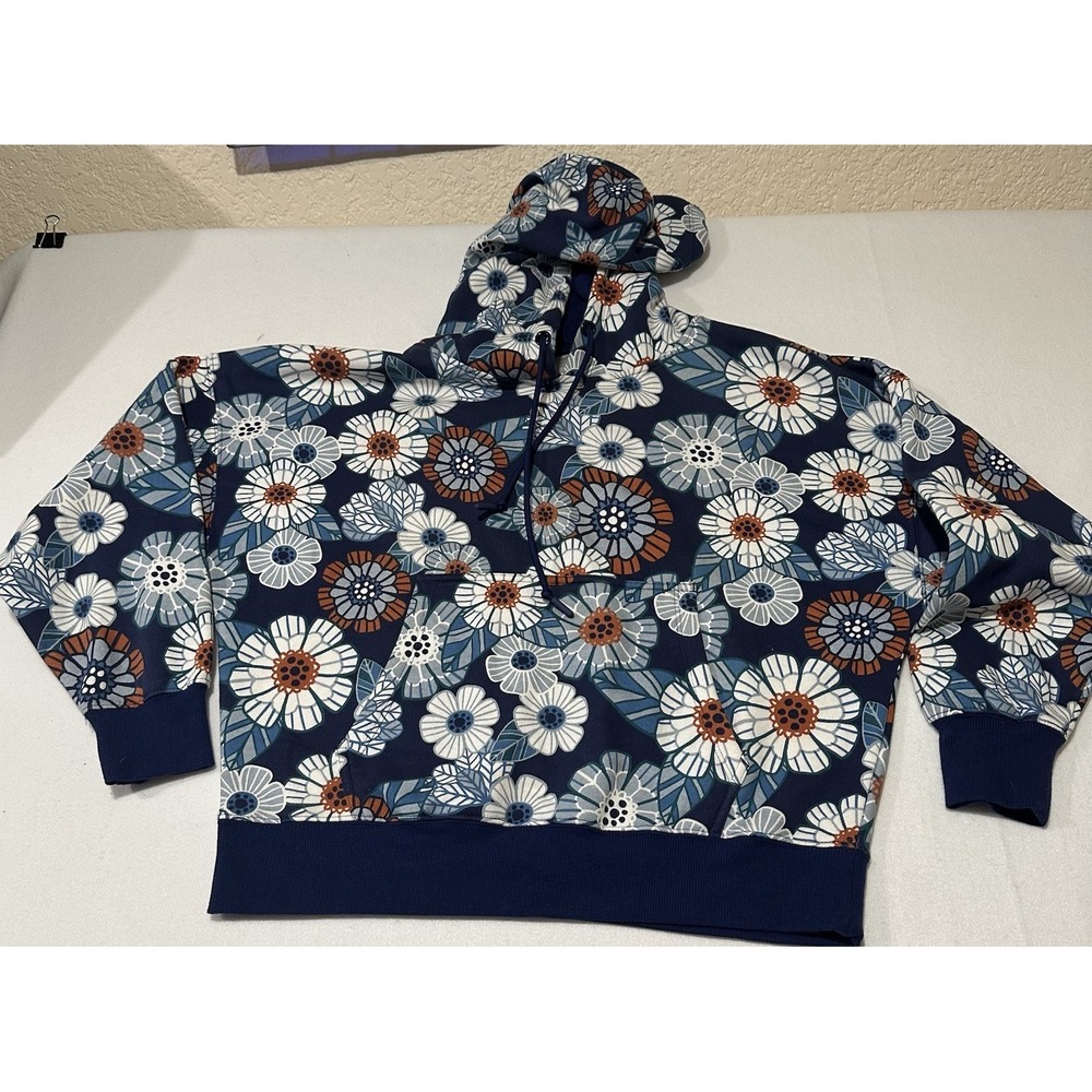 dip‎ Floral  Blue and Orange Hoodie Size Small